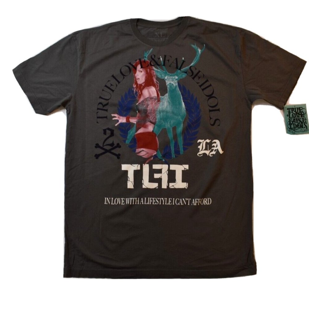 True Love False Idols Mens TLFI Stag Party Charcoal Shirt New XL